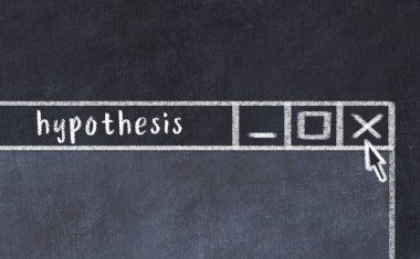 Tarayıcı penceresini sayfa başlığı yazma hipoteziyle kapatmanın tebeşir çizimi  