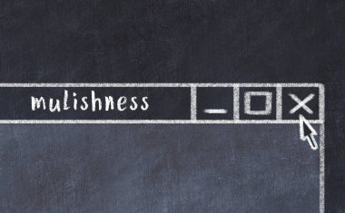 Tarayıcı penceresini başlık katırlığıyla kapatılıyor. Tebeşir çizimi. Sorunlarla başa çıkma kavramı