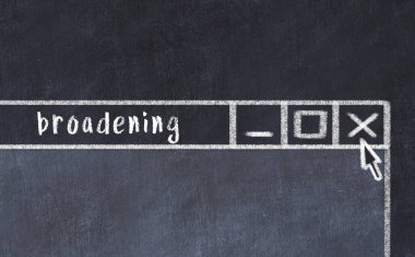 Tarayıcı penceresini başlık genişletme ile kapatılıyor. Tebeşir çizimi. Sorunlarla başa çıkma kavramı