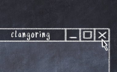 Tarayıcı penceresini sayfa başlığı yazma clangoring ile kapatmanın tebeşir çizimi  