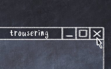 Tarayıcı penceresini sayfa başlığı yazma tebeşirle kapatma çizimi  