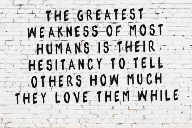 Üzerinde mantıklı alıntıların yazılı olduğu siyah boyanmış beyaz tuğla duvar.