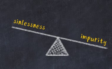 Günahsızlık ve safsızlık arasındaki denge. Kara tahtaya yazı tahtası çizimi