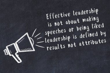 Bilge motivasyonel yazıtlı siyah karatahtaya hoparlör çizimi