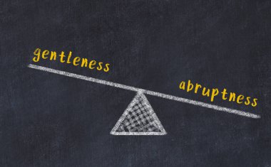 Kibarlık ve dalgınlık arasındaki denge. Kara tahtaya yazı tahtası çizimi