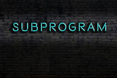 Duvara yazı yazılan neon işareti. Gece görünümü