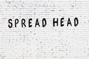 Üzerinde yazı olan beyaz tuğla duvar kafaya siyah boya ile yazılmış.