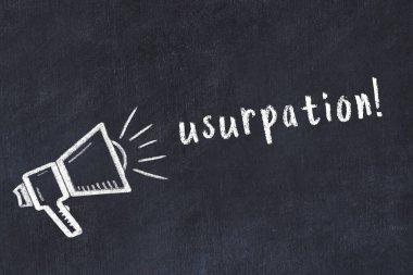 Hoparlör çizimi ve yazıt gaspı olan siyah karatahta