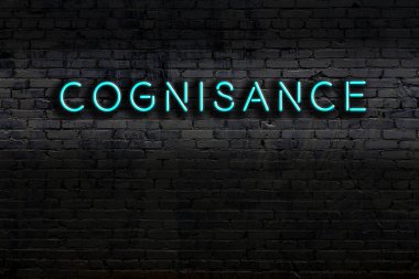 Duvara yazı yazılmış neon levhası var. Gece görünümü