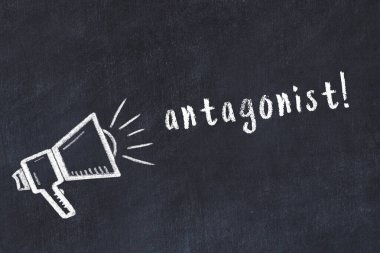 Hoparlör çizimi ve yazı antagonisti olan siyah karatahta