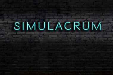 Duvara yazı yazma simülasyonu çizilmiş neon levhası. Gece görünümü