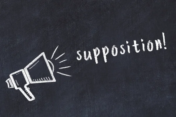 Hoparlör çizimi ve yazı tahtasıyla siyah karatahta