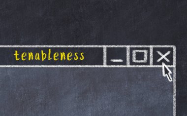 Tarayıcı penceresini başlık hassaslığıyla kapatılıyor. Tebeşir çizimi. Sorunlarla başa çıkma kavramı