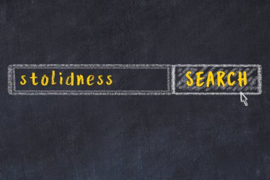 Siyah karatahtaya arama motoru çiziliyor. Durgunluk arayışı kavramı