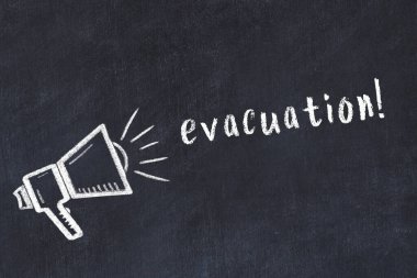 Hoparlör çizimi ve yazıt tahliyesi olan siyah karatahta