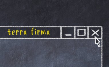 Tarayıcı penceresini başlık terası ile kapatılıyor. Tebeşir çizimi. Sorunlarla başa çıkma kavramı