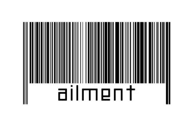 Altında yazıt hastalığı olan beyaz arka planda bir barkod. Ticaret ve küreselleşme kavramı