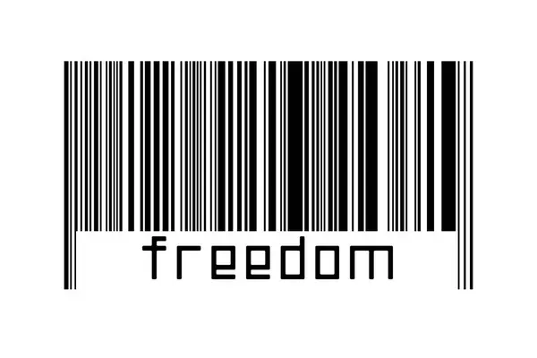Barcode Auf Weißem Hintergrund Mit Beschriftung Freiheit Unten Konzept Des — Stockfoto