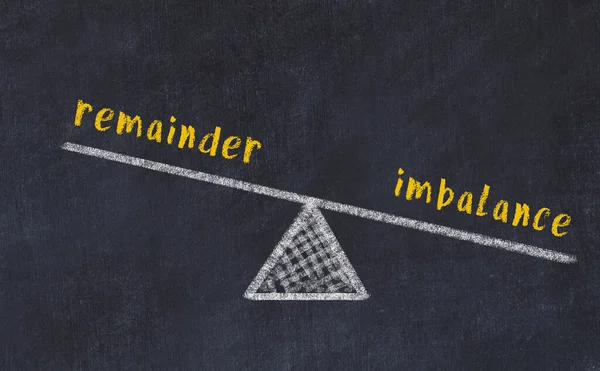 나머지와 불균형 사이의 칠판을 — 스톡 사진