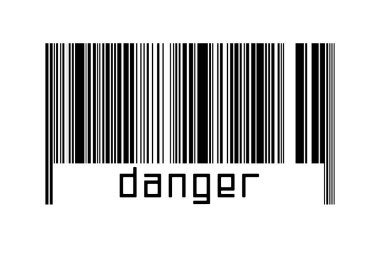 Altında yazıt tehlikesi olan beyaz arka planda bir barkod. Ticaret ve küreselleşme kavramı