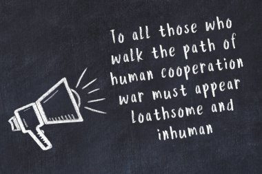 Bilge motivasyonel yazıtlı siyah karatahtaya hoparlör çizimi