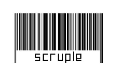 Beyaz arka planda barkod ve alttaki yazıt vicdanı. Ticaret ve küreselleşme kavramı