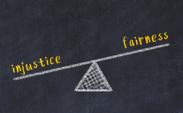 Balance Injustice Fairness Chalkboard Drawing Black Chalkboard — Stock Photo, Image