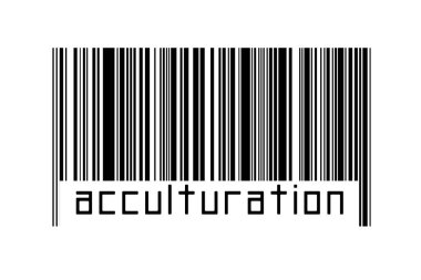 Digitalization concept. Barcode of black horizontal lines with inscription acculturation below. clipart
