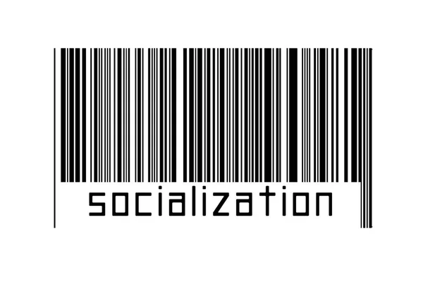 Digitaliseringsconcept Barcode Van Zwarte Horizontale Lijnen Met Onderstaande Inscriptie Socialisatie — Stockfoto