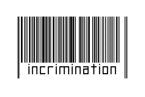 Barcode Auf Weißem Hintergrund Mit Inschrift Inkrimination Unten Konzept Des — Stockfoto