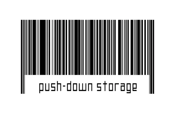 Codice Barre Sfondo Bianco Con Iscrizione Push Storage Qui Sotto — Foto Stock