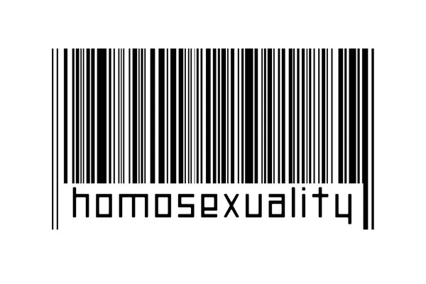 Código Barras Sobre Fundo Branco Com Inscrição Homossexualidade Abaixo Conceito — Fotografia de Stock