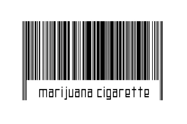 Koncepcja Digitalizacji Kod Kreskowy Czarnych Linii Poziomych Napisem Marihuana Papieros — Zdjęcie stockowe
