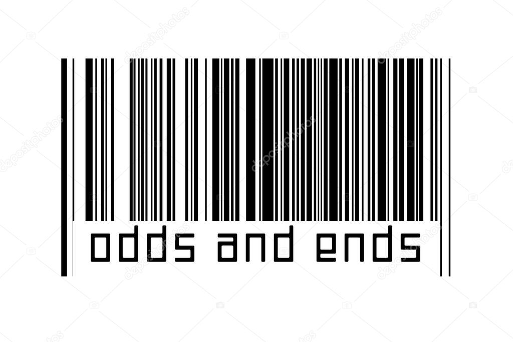 Digitalization concept. Barcode of black horizontal lines with inscription odds and ends below.