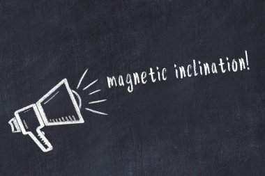 Hoparlör çizimi ve yazıt manyetik eğilimi olan siyah karatahta