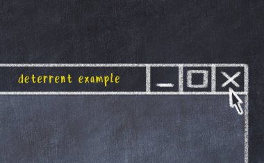 Tarayıcı penceresini başlık caydırıcı örneğiyle kapatılıyor. Tebeşir çizimi. Sorunlarla başa çıkma kavramı