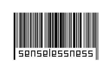 Beyaz arka planda barkod ve yazıtlar anlamsızdı. Ticaret ve küreselleşme kavramı