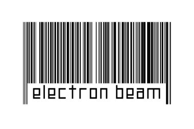 Altında yazıt elektron ışını olan beyaz arkaplanda barkod. Ticaret ve küreselleşme kavramı