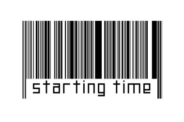 Dijitalleştirme kavramı. Siyah yatay çizgilerin barkodu ve yazma zamanı aşağıda başlatılıyor.