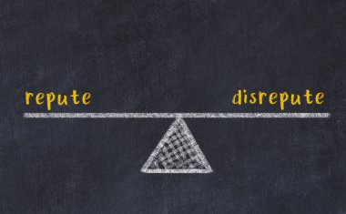 İtibar ve itibar arasındaki denge. Kara tahtaya yazı tahtası çizimi