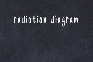 Tebeşir el yazısıyla yazılmış radyasyon diyagramı siyah masanın üzerinde.