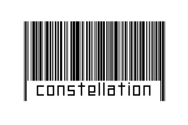 Aşağıdaki yazıt takımyıldızlı beyaz arkaplanda barkod. Ticaret ve küreselleşme kavramı