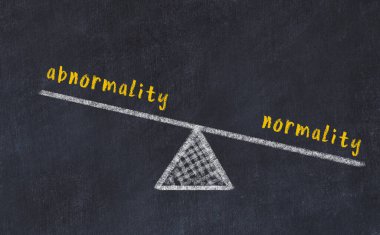 Anormallik ve normallik arasındaki denge. Kara tahtaya yazı tahtası çizimi