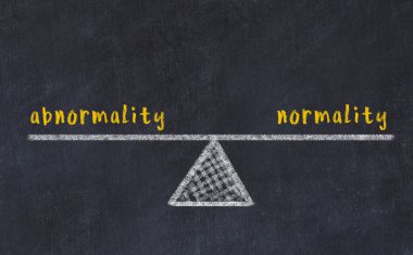 Kara tahtada anormallik ve normallik yazılı tebeşir çizimleri. Denge kavramı