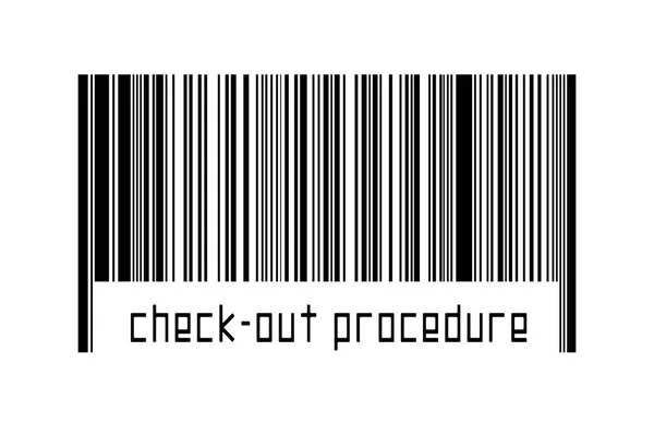 Barcode Λευκό Φόντο Επιγραφή Check Out Διαδικασία Παρακάτω Έννοια Του — Φωτογραφία Αρχείου