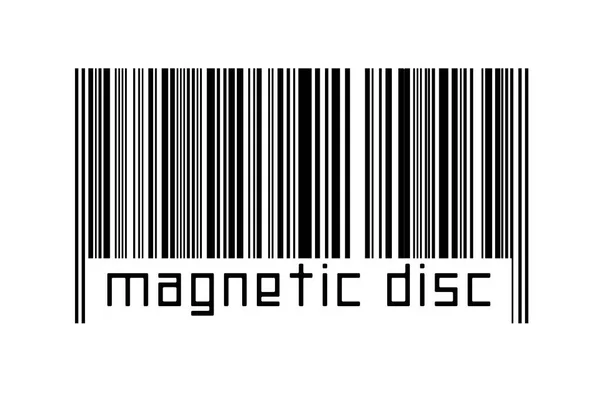 Beyaz Arkaplanda Barkod Altında Yazı Olan Manyetik Disk Ticaret Küreselleşme — Stok fotoğraf