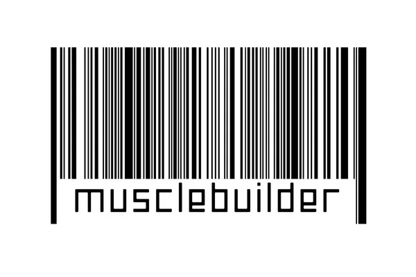 Barcode Λευκό Φόντο Επιγραφή Musclebuilder Παρακάτω Έννοια Του Εμπορίου Και — Φωτογραφία Αρχείου