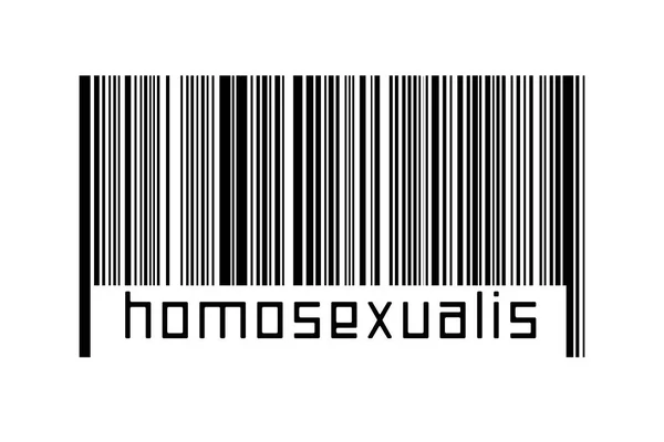 Conceito Digitalização Código Barras Linhas Horizontais Pretas Com Inscrição Homossexualismo — Fotografia de Stock