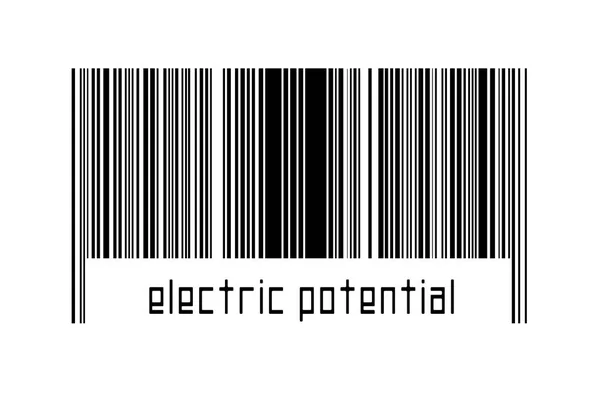 Barcode Witte Achtergrond Met Inscriptie Elektrisch Potentieel Hieronder Begrip Handel — Stockfoto