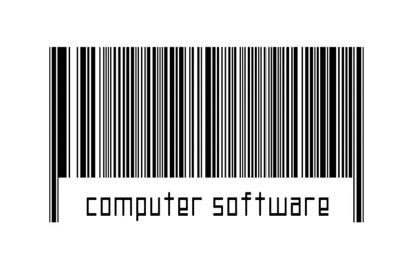 白色背景条形码和下面的铭文计算机软件 贸易和全球化的概念 — 图库照片